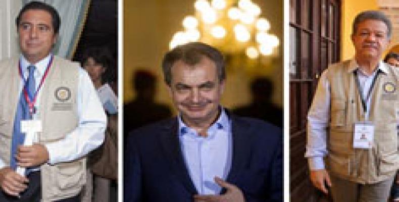 Los mediadores Torrijos, Zapatero y Leonel