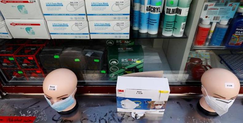 Masks are displayed at a general store in the Kreuzberg district of Berlin, Germany.  (Photo: Reuters)