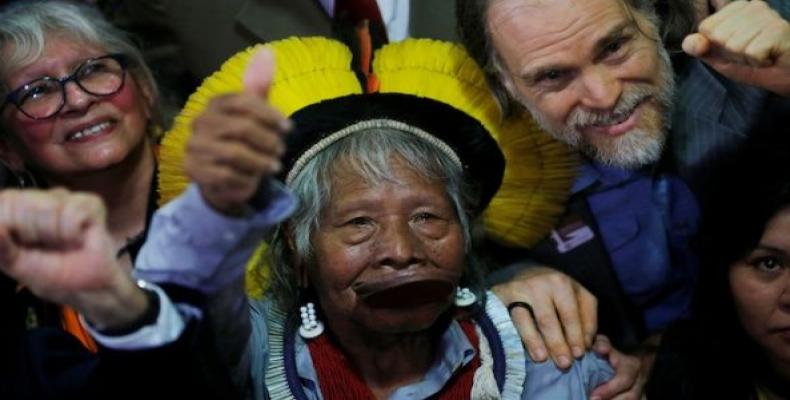 Brazil's indigenous chief Raoni Metuktire at the National Congress in Brasilia.  (Photo: Reuters) 