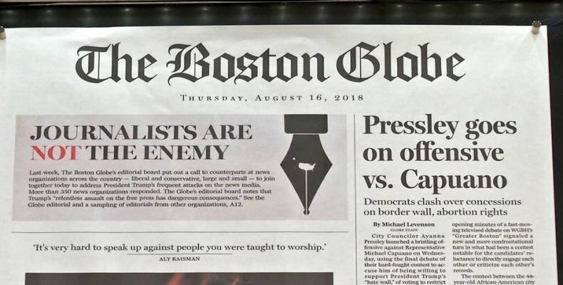 Boston Globe reports bomb threat as Trump attacks newspaper.  Photo: Boston Globe