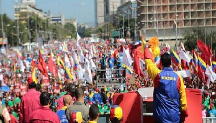 Fuerzas revolucionarias de Venezuela realizan este miércoles una manifestación en Caracas