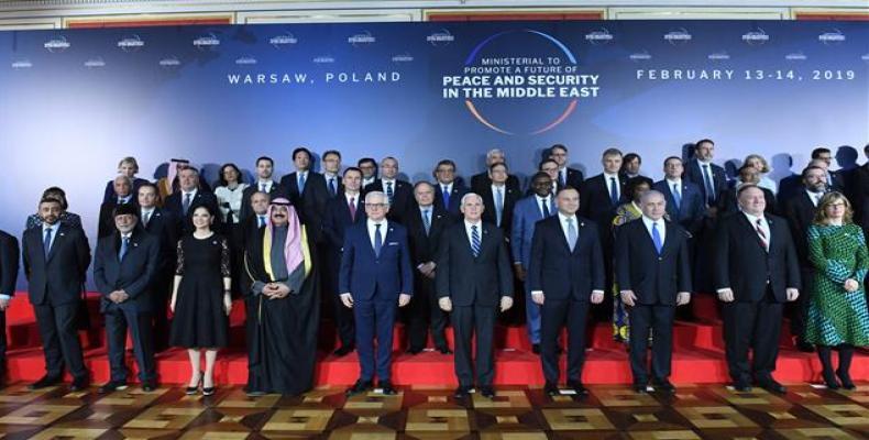 Photo at a conference on the Middle East in Warsaw, Poland, on February 13, 2019.  (Photo: AFP)