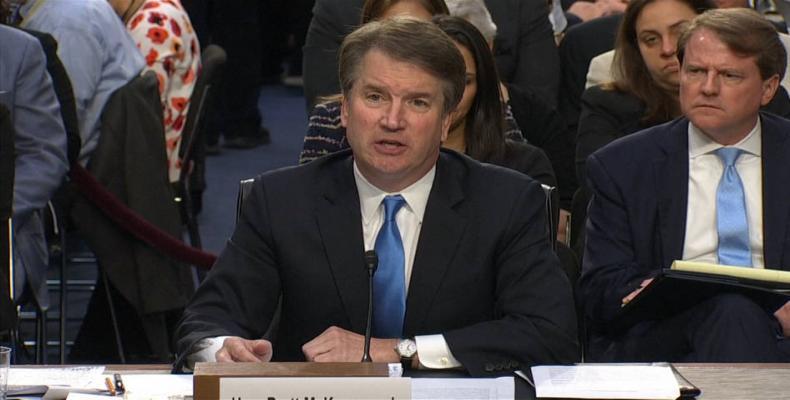 Judge Kavanaugh before Senate committee in Washington.  Photo: AP