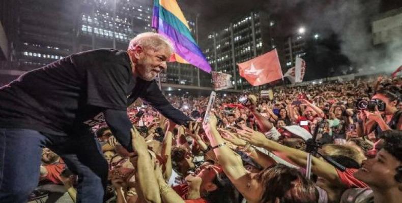 Former Brazilian president Luiz Inacio Lula da Silva with supporters at a recent Workers Party (PT) rally in Sao Paulo, Brazil.  Photo: Facebook: Luiz Inacio L
