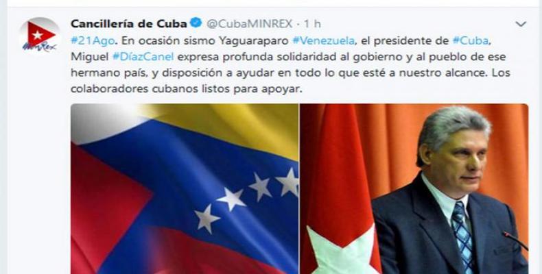 Capture d'image du ministère cubain des Affaires étrangères