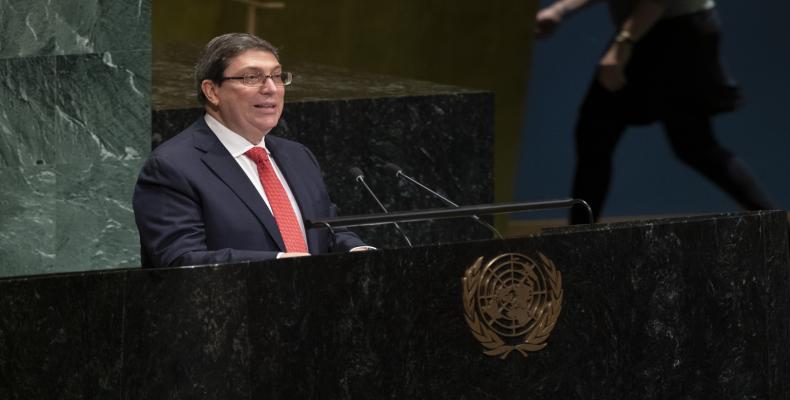 Bruno Rodríguez, Minister for Foreign Affairs of Cuba, addresses the United Nations General Assembly on November 7, 2019. UN Photo