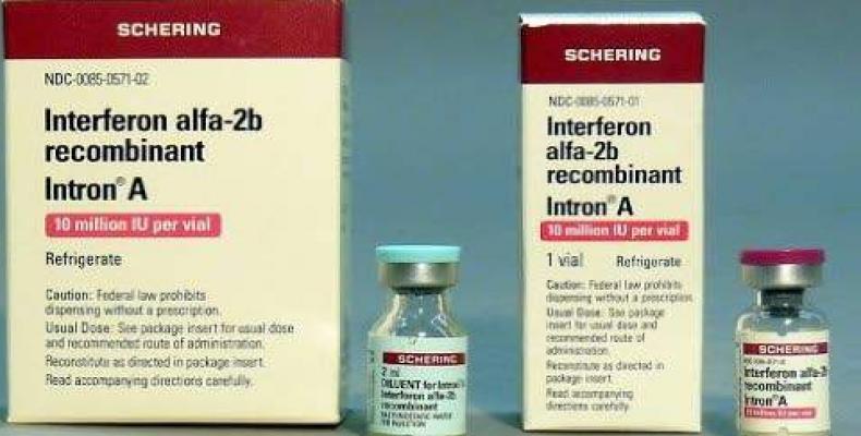 The Cuban pharmaceutical product Interferon Alfa 2B is among the medicines used to treat patients infected with the new coronavirus SARS Cov-2