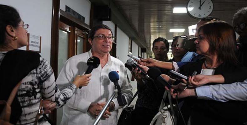 Bruno Rodriguez speaks to the press at Havana´s  Convention Center, December 17, 2018. RHC Photo