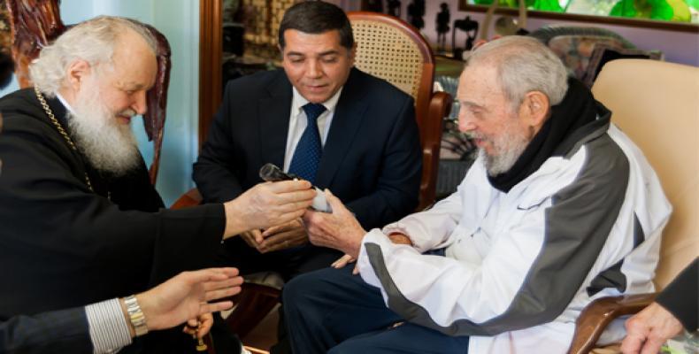 Russian Patriarch Kiril and the Cuban historical leader Fidel Castro