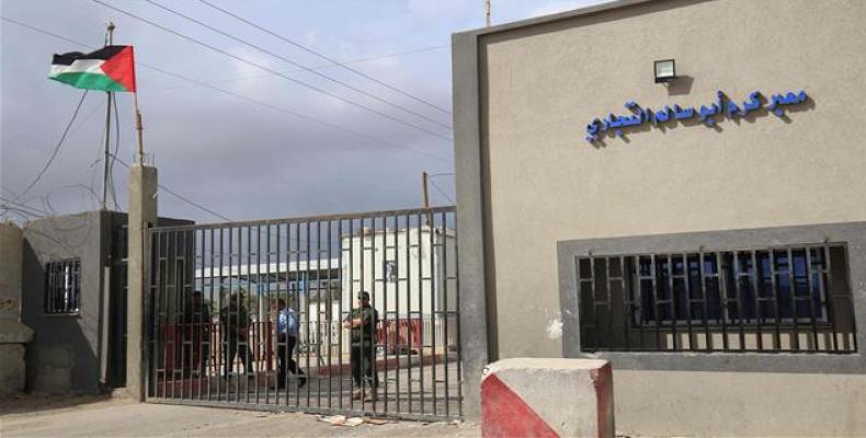 The gate of the Kerem Shalom crossing, the main passage point for goods entering Gaza.  Photo: AFP