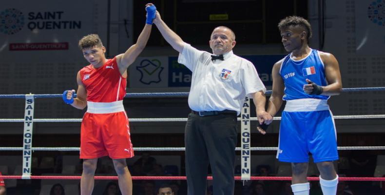 Yosbany Veitia, l'heureux gagnat du combat contre Mohamed Radji.  Image: Pierre Cottret