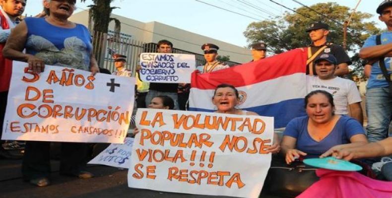Protesta por irregularidades en elecciones paraguayas
