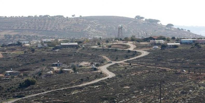A general view shows the Israeli Adei Ad outpost north of the Palestinian village of al-Mughayyir near the Jewish settlement of Shilo in the occupied West Bank