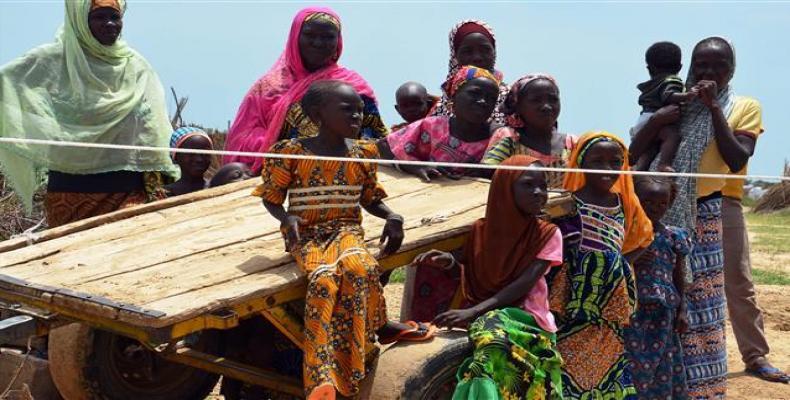 A picture taken on September 10, 2017, shows Nigerian refugees at a UN camp for refugees and internally displaced persons (IDP) in Ngagam, some 50 kilometers fr