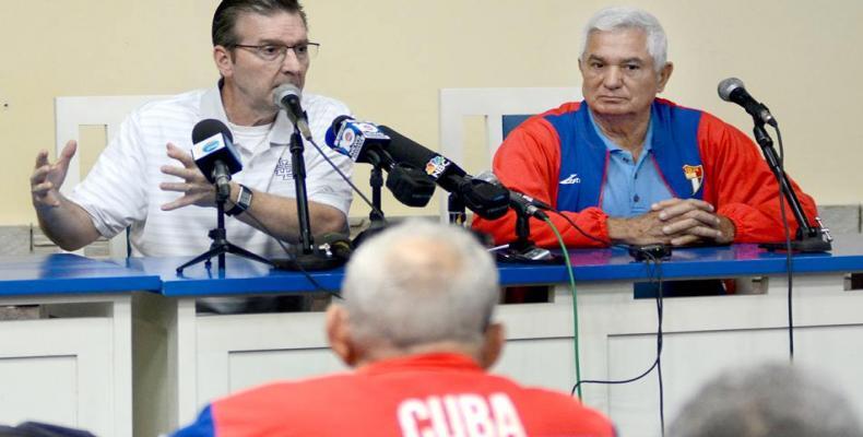 Stephen D.Keener, left, and Higinio Velez right, announcing the agreement.