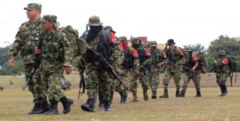 Former members of Colombian guerrilla group ELN walk to a military base to surrender and handover their weapons, in Cali July 16, 2013.  Photo: Reuters