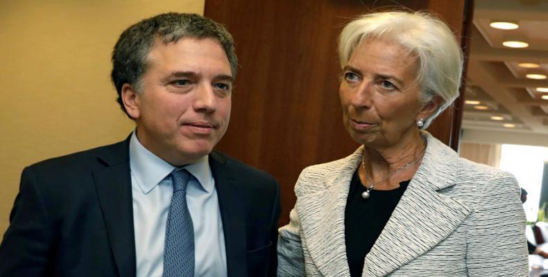 La directora del FMI, Christine Lagarde, y el ministro de Hacienda argentino, Nicolás Dujovne. 10 de mayo de 2018. Yuri Gripas / Reuters