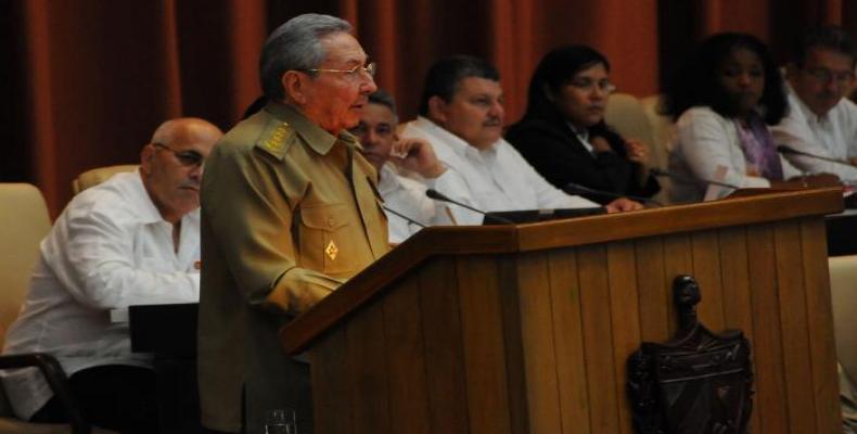 Discurso del Presidente cubano, Raúl Castro en la Asamblea Nacional del Poder Popular, el 8 de julio de 2016. Foto/Juvenal Balán