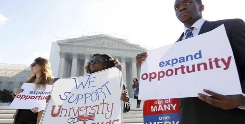 Protesters at U.S. Supreme Court on affirmative action.   Photo: Getty Images