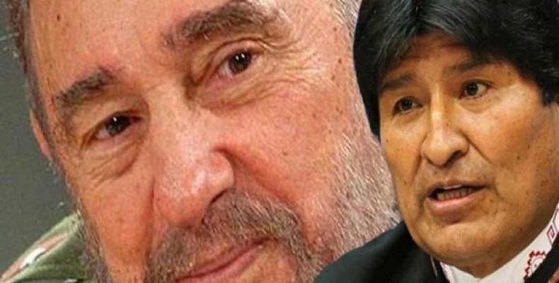 Evo Morales destaca valores de Fidel en aniversario de su natalicio.Foto:PL.