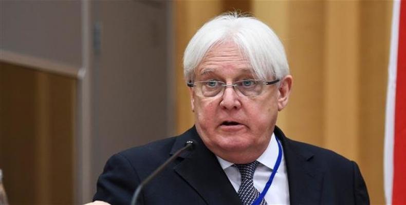 File photo taken on December 13, 2018, United Nations Special Envoy for Yemen Martin Griffiths holds a press conference following the Yemen peace consultations