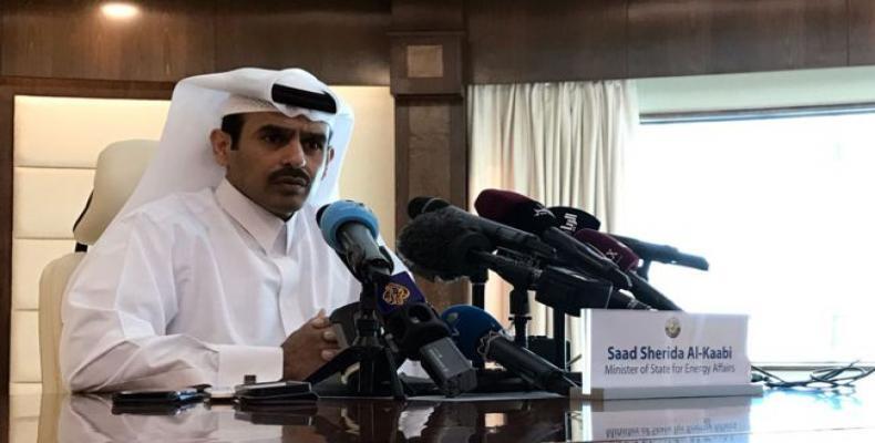 El ministro de Energía de Qatar, Saad al Kaabi, anunciando la salida de su país de la OPEP. Foto/BBC