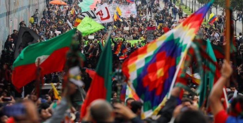 Demonstrators take part in a protest in Bogota, Colombia, November 29, 2019.  (Photo: Reuters)