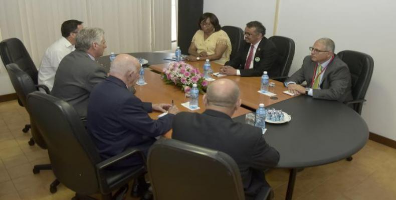 Cuban President Miguel Díaz-Canel receives WHO and PAHO directors  Photo Estudios Revolucion