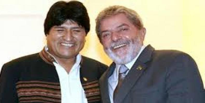 Evo Morales y el expresidente brasileño Luis Inacio Lula da Silva