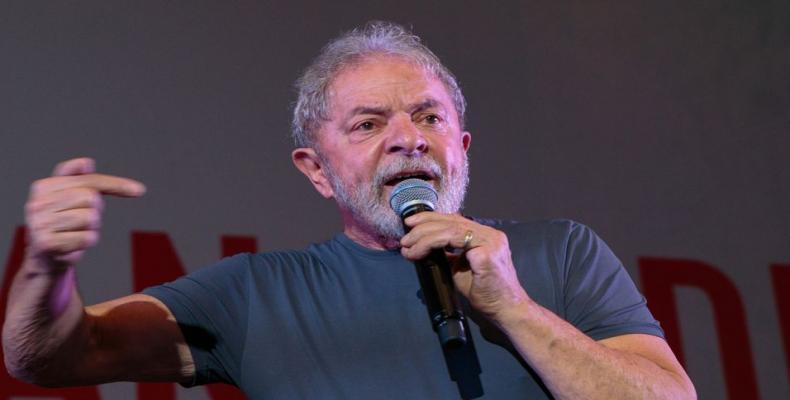 Luiz Inacio Lula da Silva speaks in Sao Paulo on Feb. 22, 2018. Photo/Bloomberg