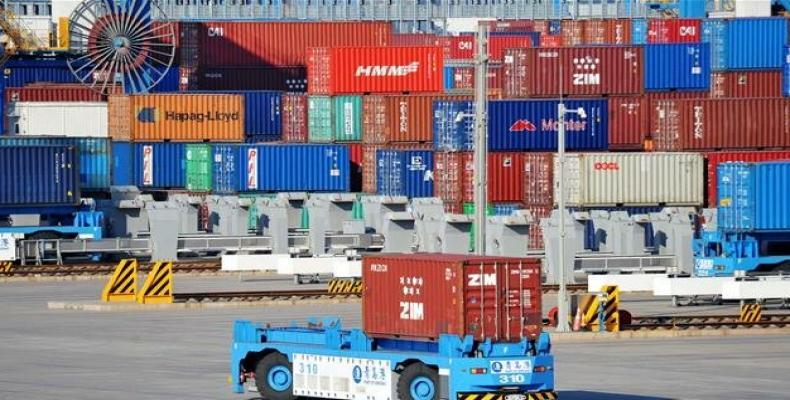 Containers at the Qingdao Port Foreign Trade Container Terminal, in Qingdao. (Photo: AFP)