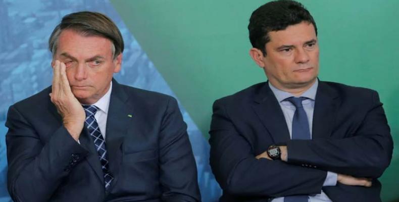 Presidente brasileño, Jair Bolsonaro y ex ministro de justicia Sergio Moro