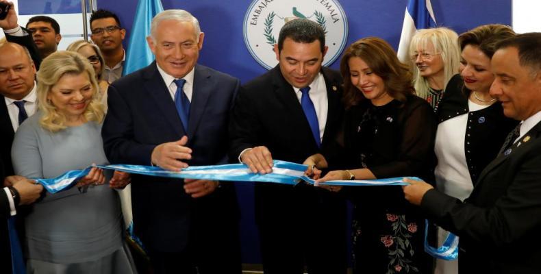 Acto de apertura de la embajada de Guatemala en Jerusalén. (Foto tomada de RFI)
