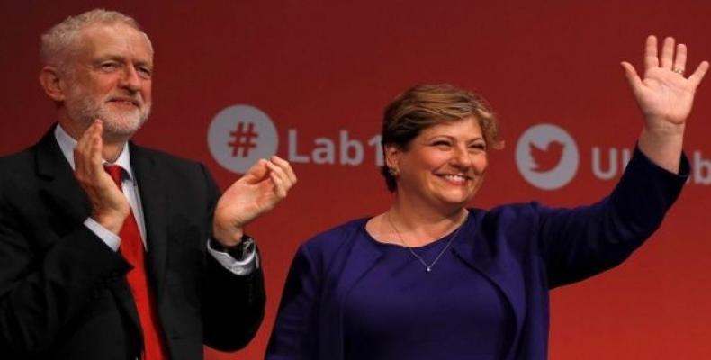Emily Thornberry, Labour Party's Shadow Foreign Secretary with Labour Party leader Jeremy Corbyn.  Photo: Reuters