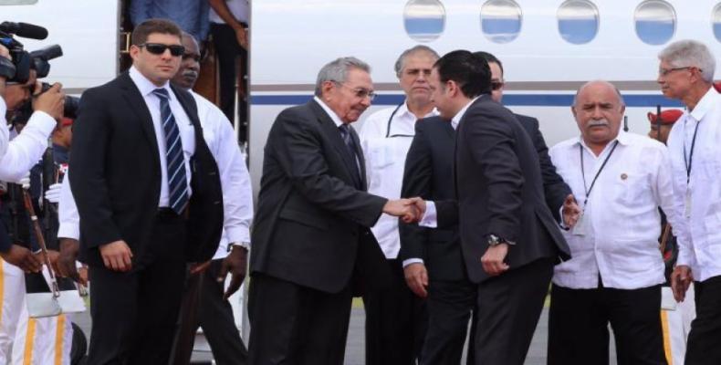 Llegada del presidente Raúl Castro a Punta Cana, República Dominicana