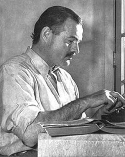 Ernest Hemingway at the typewriter