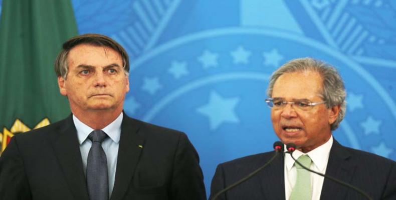 Jair Bolsonaro et son ministre de l'Économie, Paulo Guedes
