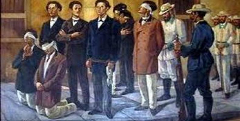 Los ocho estudiantes de medicina asesinados en Cuba por el colonialismo español (27 de noviembre de 1871) Imagen de archivo