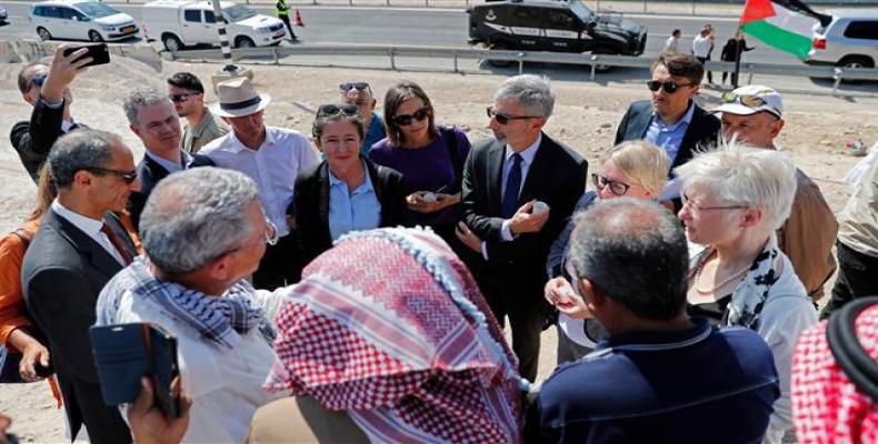 General consuls of France, Sweden, Belgium, Italy, Ireland, Switzerland, Finland and Denmark visit the Palestinian Bedouin village of Khan al-Ahmar, east of Jer