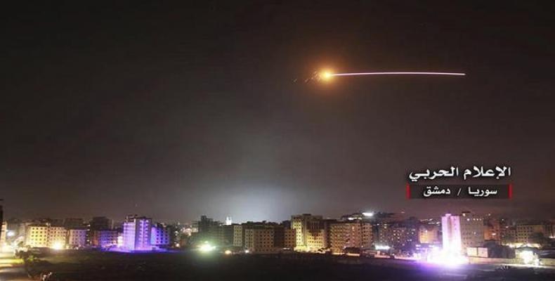 Syria anti-aircraft fire rises into the sky as Israeli missiles approach the perimeter of the Syrian capital city of Damascus.  (Photo: Syrian Central Military
