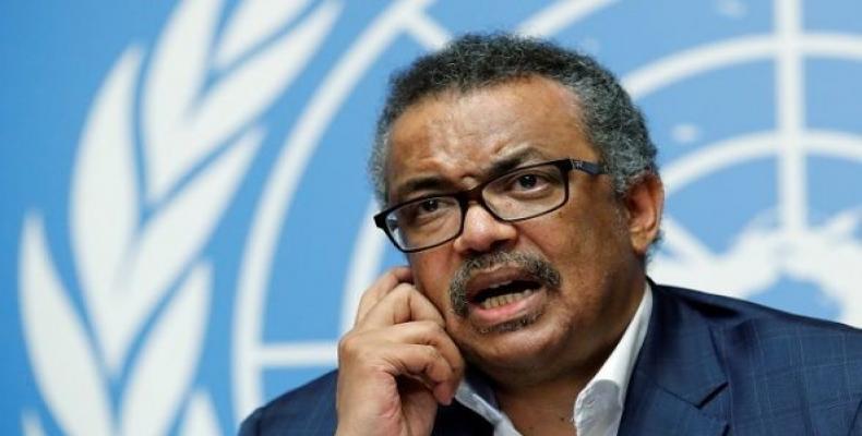 Director-General of the WHO Tedros Adhanom attends a news conference in Geneva.   Photo: Reuters