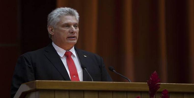 Miguel Díaz-Canel Bermudez delivers his first address as President of Cuba. April 19, 2018.