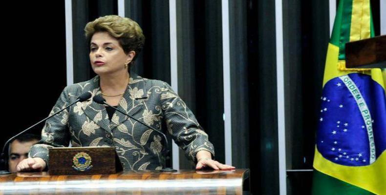 Dilma en su autodefensa ante el Senado.  Foto:  Agencia Senado