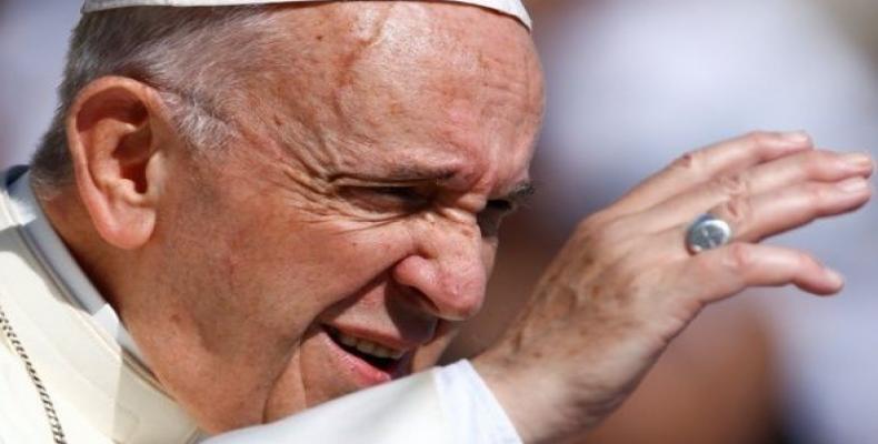 Pope Francis arrives to lead the Wednesday general audience in Saint Peter's square at the Vatican.  Photo: Reuters