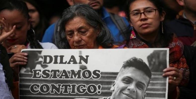 A placard in honour of Dilan Cruz in Bogota, Colombia. The placard reads, &quot;Dilan, we are with you.&quot;  (Photo: Reuters)