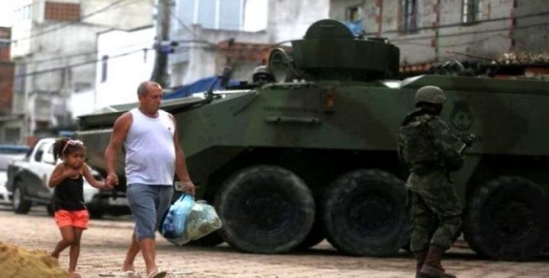 Members of Brazil's armed forces patrol a working class neighborhood in Rio de Janeiro.  Photo: Reuters