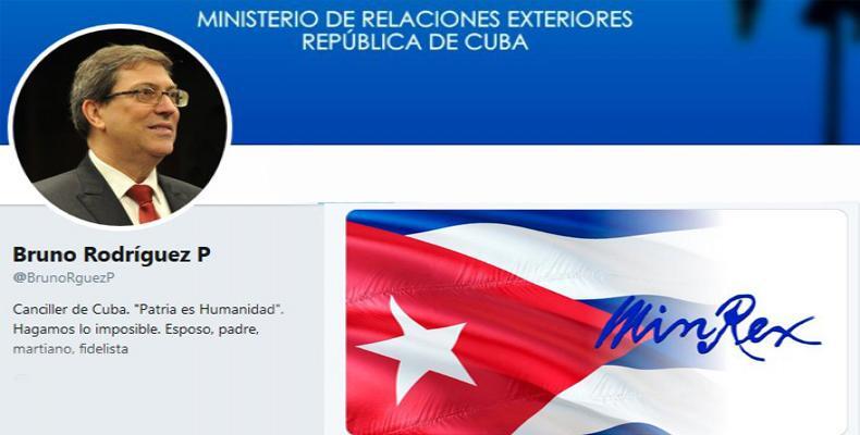 Cuban foreign minister tweets support for Nicaragua.  Photo: Twitter