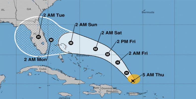 Hurricane Dorian's projected path as of 5 a.m. EDT on August 29, 2019  (Image: NOAA)