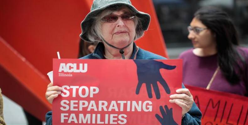 Demonstrators protest Trump administration policy that enables federal agents to separate undocumented migrant children from their parents at the border on June
