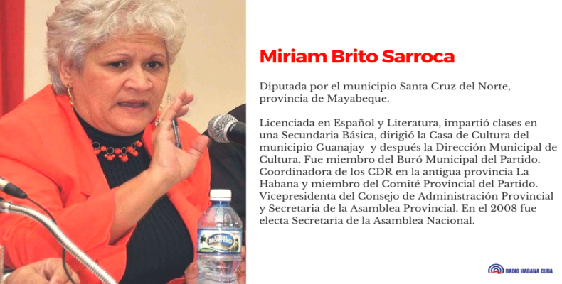Miriam Brito, secretaria del parlamento cubano